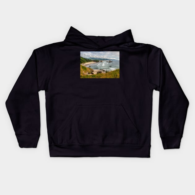Cannon Beach view from Ecola Point Kids Hoodie by iansmissenphoto
